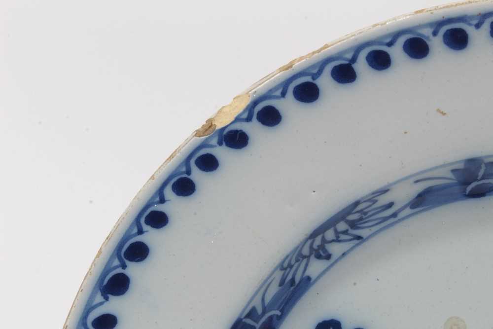 18th century blue and white tin glazed plate - Image 3 of 4