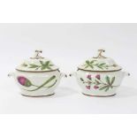 A pair of pearlware botanical sauce tureens, probably Swansea, circa 1810