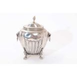 Victorian silver tea caddy with hinged cover.