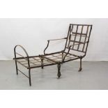 Rare 19th century iron campaign day bed