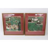 Pair of 18th / 19th century. Chinese gouache works on paper depicting deities in gardens