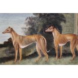 English School late 19th century, pair of oils on panel – Coursing hounds with a hare, commissioned