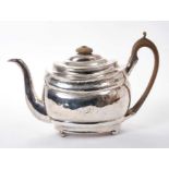 George III silver teapot of oval form