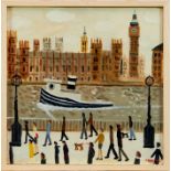 *Alan Furneaux (b1953) oil on board, London Embankment