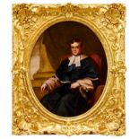 Good pair of mid-nineteenth century English school oval oils on canvas - portraits of a lady and gen