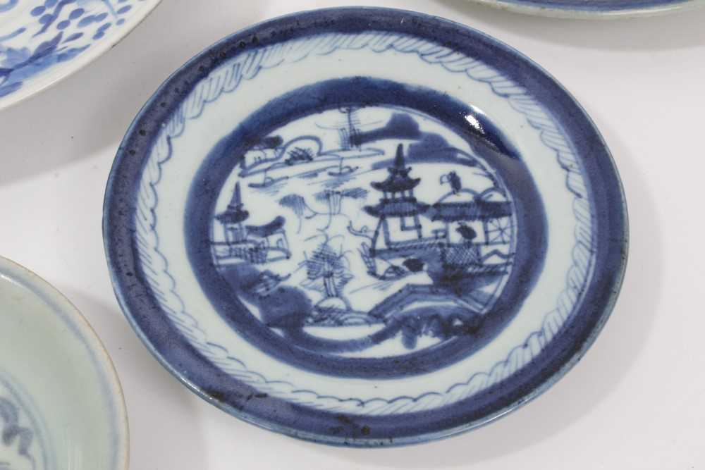 Group of six Chinese and Japanese blues and white plates - Image 6 of 9