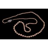 Natural pearl necklace with a string of 120 natural saltwater pearls measuring approximately 2.3 - 6