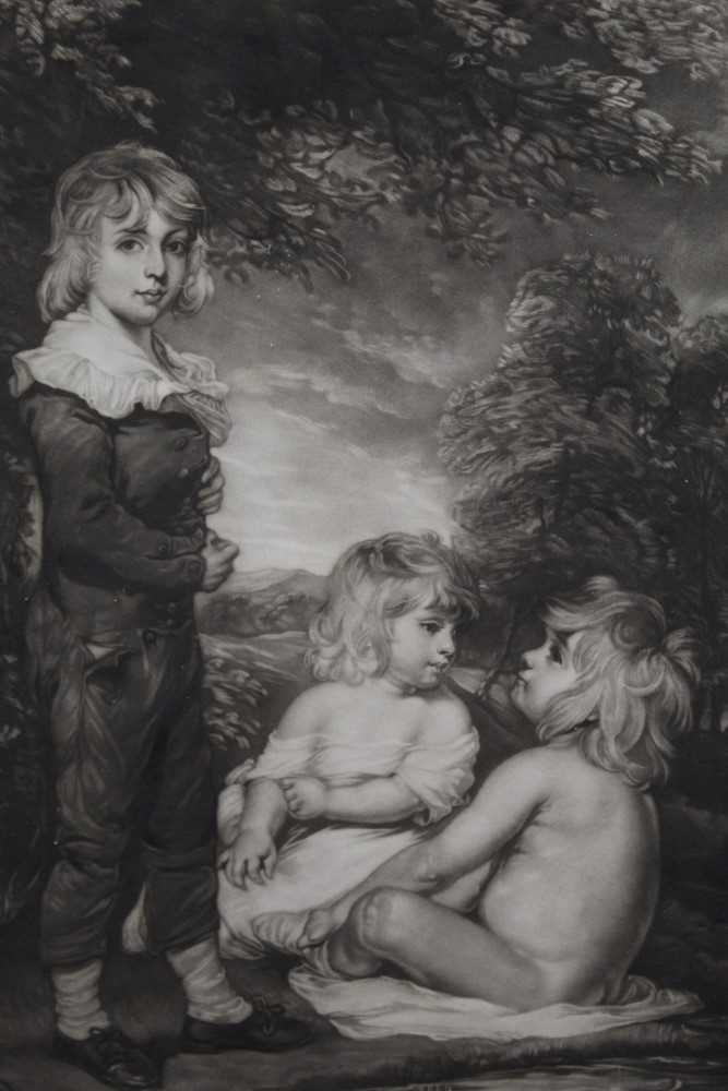 John Hoppner late 18th century mezzotint by James Ward - The Hoppner Children Bathing, 1799, proof b