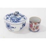 18th century Chinese porcelain coffee can and a 19th century Meissen pot and cover