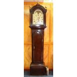 19th century eight day longcase clock signed Frank Phillips with painted arched dial with lunar arc