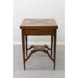 Edwardian inlaid rosewood envelope card table