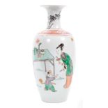 Fine antique Chinese famille verte porcelain baluster vase, Kangxi style but probably later, decorat