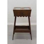 Late Victorian rosewood sewing table with hinged top
