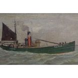Early 20th century oil on canvas - Yarmouth trawler, the Ocean Rambler, indistinctly signed, in gilt