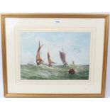 John Faulkner (1835-1894) watercolour, Ships on a swell