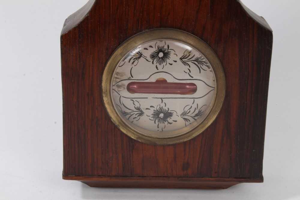 19th century rosewood barometer with silvered dial and silver neck pediment - Image 2 of 7