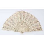 Early 19th century ivory and painted fan