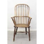 19th century ash and elm stick back Windsor chair