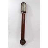 19th century oak stick barometer/thermometer by M.Alexander, London, 94 cm high