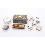 Continental white metal box and other items.