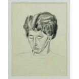 Francis Plummer (1930-2019) pen, ink and wash - head of a lady, apparently unsigned, in glazed frame