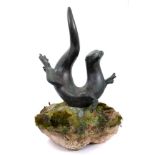 *Laurence Broderick (b. 1935) bronze - 'Teko- The Swimming otter'