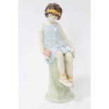 Kathleen Goodwin for Wedgwood - porcelain figure of a seated girl with flowers