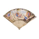 18th century Continental carved ivory fan,