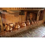 Set of eleven Victorian antique graduated copper Imperial flagon measures - 5 gallons- ¼ gill.