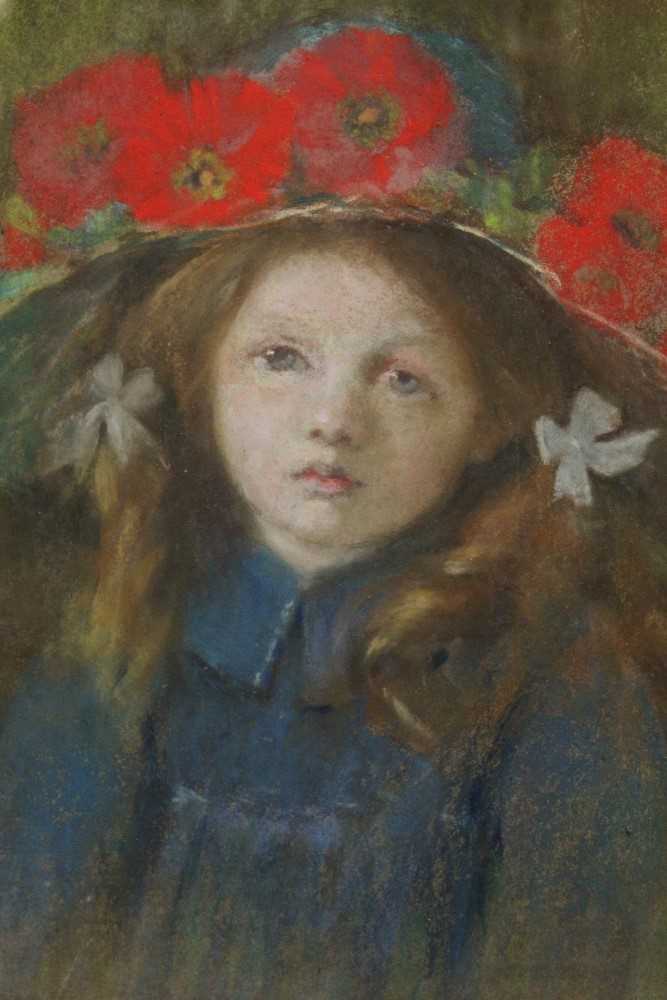 Marian Davis, Edwardian school pastel - portrait of the artist's daughter, Ursula Mary Davis, in gla