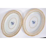 Pair of early 19th century Chamberlain's Worcester armorial oval dishes