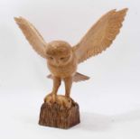 Unsigned woodcarving of a barn owl