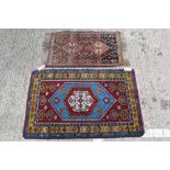 Two Persian rugs with medallion design 158cm x 100cm and 120cm x 74cm