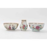 Two Chinese famille rose bowls and similar milk jug