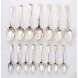 Selection of late 18th century and early 19th century silver tablespoons and teaspoons