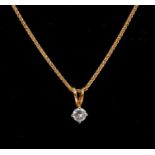 Diamond single stone pendant on chain