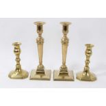 Pair of George III brass candlesticks