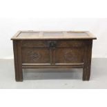 17th century oak coffer with twin panel front