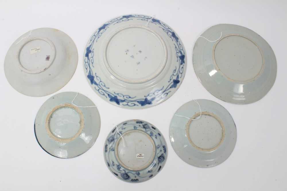 Group of six Chinese and Japanese blues and white plates - Image 8 of 9