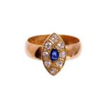 22ct gold wedding band with sapphire and diamond marquise