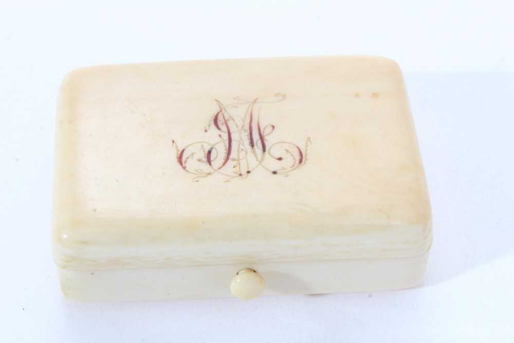 Three late 19th/early 20th century ivory stamp holders, together with a Victorian ivory stamp box. - Image 5 of 10