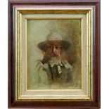 French School, late 19th century, oil on panel - Portrait of Claude Monet, circa 1895, framed, label