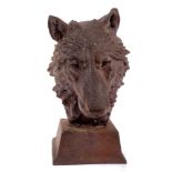 Cast iron wolf sculpture