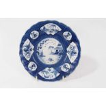 Mid 18th century Bow blue and white porcelain dish