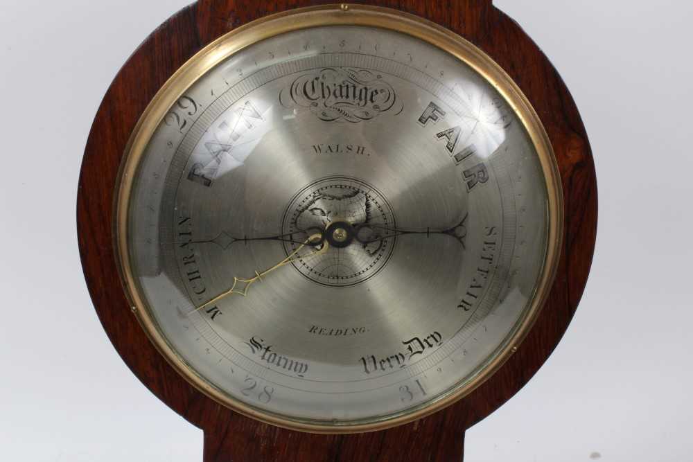 George IV rosewood banjo barometer thermometer with silvered dial signed Walsh, Reading, 110cm high - Image 2 of 5