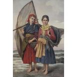 Good interesting 19th Century oil on canvas depicting two French fish girls, signed. Noonier