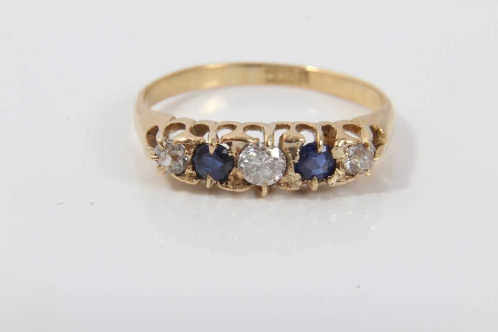 Sapphire and diamond five stone ring
