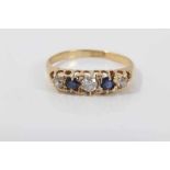 Sapphire and diamond five stone ring