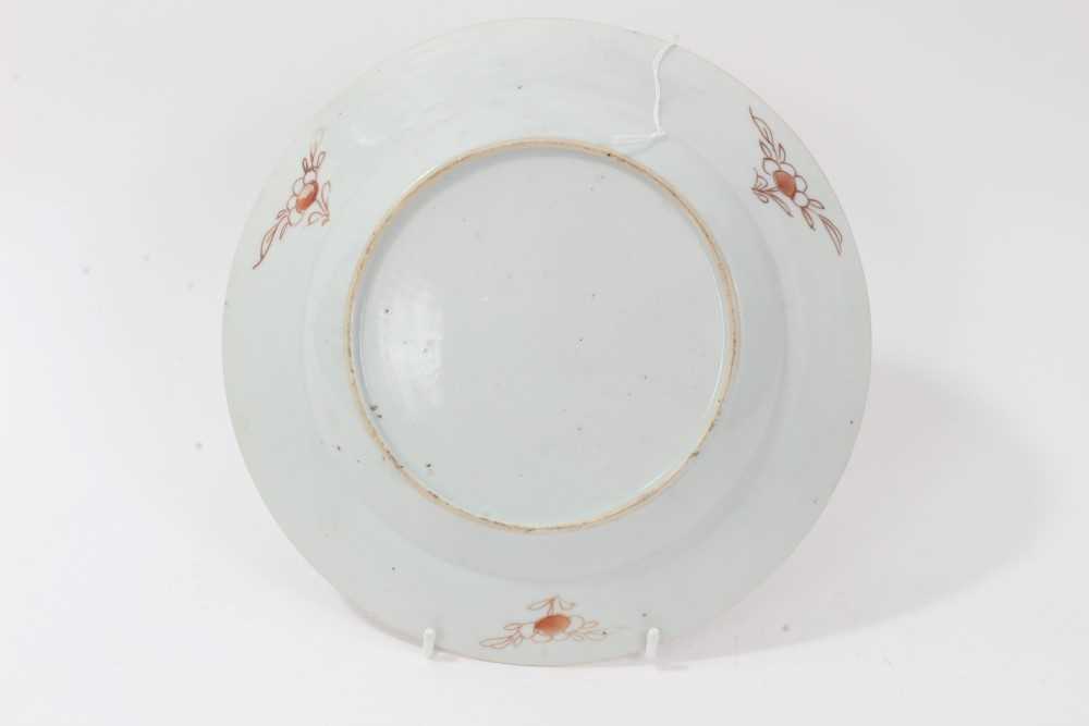 18th century Chinese famille rose porcelain plate, an 18th century Chinese blue and white plate, and - Image 4 of 10