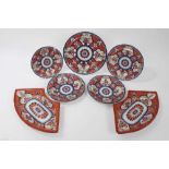 Regency pearlware glazed tablewares, decorated in a variation of the Dollar pattern (7 pieces)